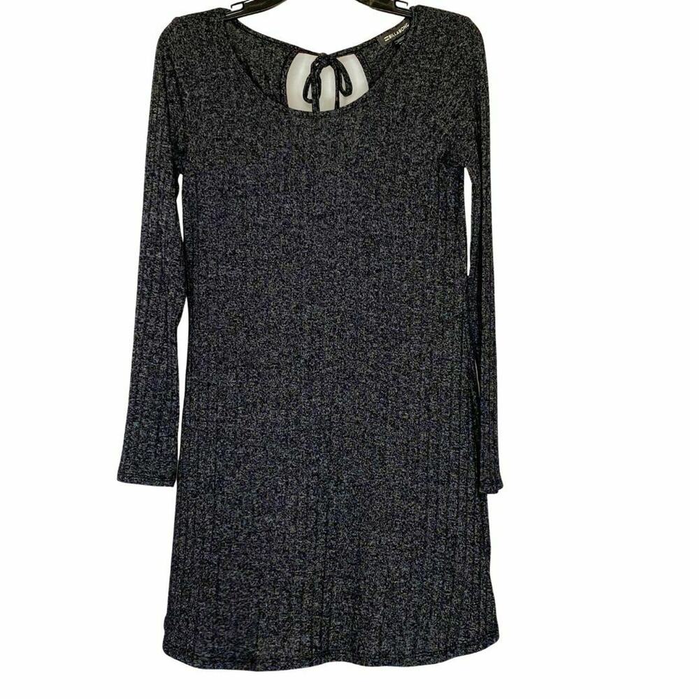 Billabong Women's Long Sleeve Dark Gray Textured Stripes Dress Size Medium